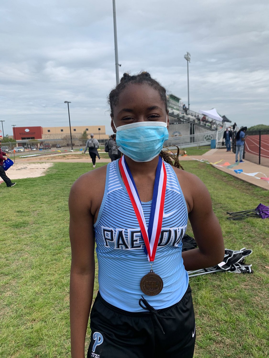 Paetow senior Tumi Onaleye won the 100 hurdles and 300 hurdles and was a member of the Panthers’ first place 4x400 relay team at the District 19-5A track and field meet in Brenham. Onaleye also finished second in the triple jump.